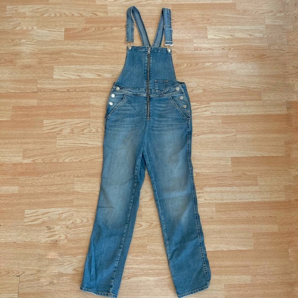 Guess Denim Jeans Zip Front Overalls Leather Triangle Patch 26 - Picture 1 of 9